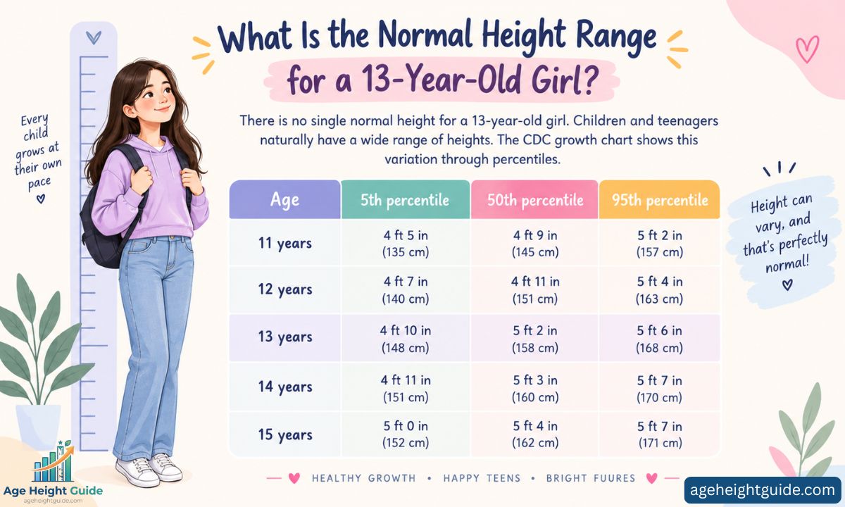 average height for a 13-year-old girl